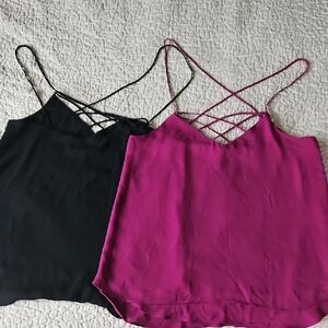 Express Black and Pink Camisole Tops
